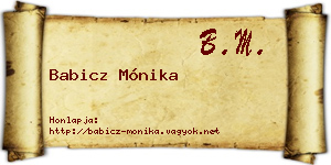 Babicz Mónika névjegykártya